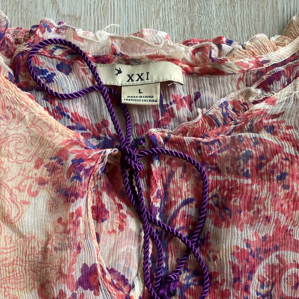 BOHO printed Sheer mesh top, size L